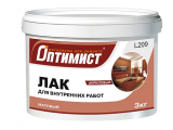 Лак для внутренних работ "ОПТИМИСТ L-209" матовый, бесцветный, акриловый 3 кг.