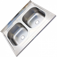 Мойка сталь нержавеющая накладная 600х800 2 чаши Трио
