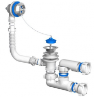 Сифон АНИ для ванны регул., 1 1/2"х40, нерж. вып., пер. (Е250)