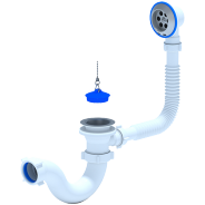 Сифон для ванны нерж/сетка 1 1/2"" трубный выпуск б/гофры E150 АНИ Пласт