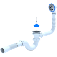 Сифон для ванны нерж/сетка 1 1/2""x50 трубный с гофрой E155 АНИ Пласт