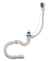 Сифон для ванны трубный нерж/сетка PP 1 1/2"x40 с гофрой 40/50 с пробка, цепочка А-40089 Орио