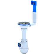 Сифон для мойки бутылочный нерж/сетка 3 1/2"x40 с жестким переливом с корзинка-фильтр A0145 АНИ Пласт