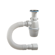 Сифон для мойки бутылочный нерж/сетка PP 1 1/2"x40 с гофрой 40/50 с литым выпуском А40029 Орио