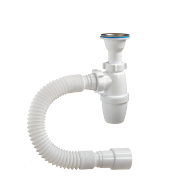 Сифон для умывальника бутылочный нерж/сетка PP 1 1/2"x40 с гофрой 40/50 с литым выпуском А32019 Орио