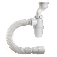 Сифон для писсуара мини PP 1 1/4"х40 с гофрой 40/50 с манжетами D-40-46мм P-31009 Орио