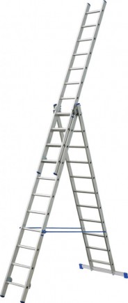СИБИН число ступеней 3х14, алюминий, максимальная нагрузка 150 кг, лестница универсальная трехсекционная 38833-14