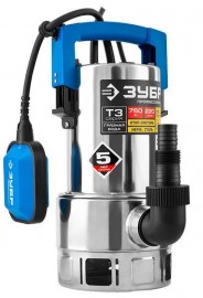 ЗУБР НПГ-Т3-750-С, дренажный насос для грязной воды, корпус - нерж. сталь, 750 Вт, 220 л/мин, напор 8 м