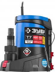 ЗУБР Профессионал НПЧ-Т7-250 АкваСенсор дренажный насос, с регул. датчиком уровня и мин. уровнем откачки до 1 мм, 250 Вт, 100 л/мин, напор 6 м