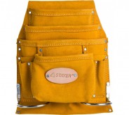 STAYER 10 карманов, кожаная, петля (скоба) для крупного инструмента, сумка поясная для инструментов 38517