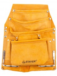 STAYER 8 карманов, кожаная, петля (скоба) для крупного инструмента, сумка поясная для инструментов